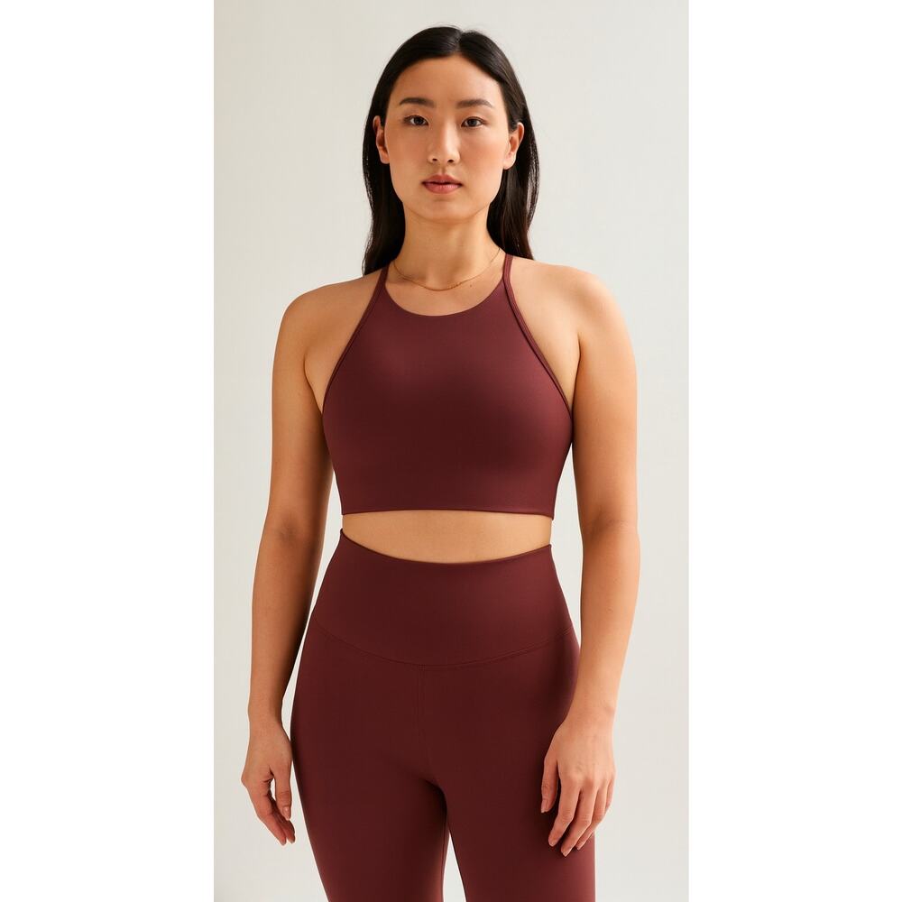 Girlfriend Collective Topanga Tank Brown High Neck Sports Bra Medium NWT